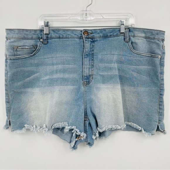 Vanilla‎ Star High Rise Shortie Shorts Womens Plus Size 24 Blue Light Wash - Picture 1 of 11